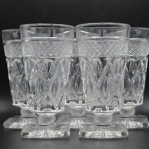 Set of 5 crystal Imperial Cape Cod footed juice glasses